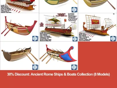 Ancient Rome Ships Boats Collection 3D Model Pack