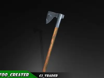Modern Wood Axe Lowpoly 3d model Low-poly 3D model