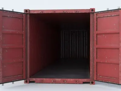Cargo Container Red 40 feet PBR 3D model