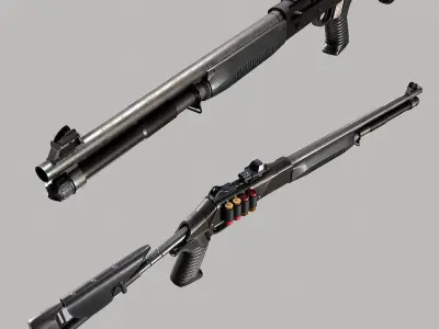 Benelli m4 shotgun pbr realistic weapon 3d model  Low-poly 3D model