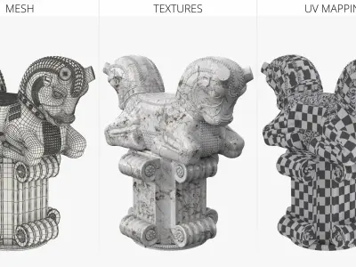 Ancient Persian Double Bull Capital 3D model