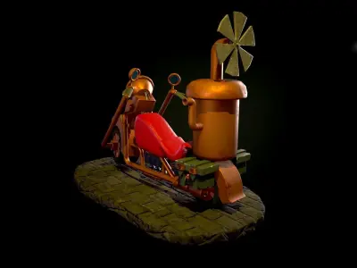 Steampunk Motorcycle 3D model