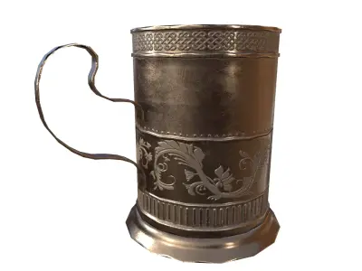 Mug Game Ready silver beer Low-poly 3D model