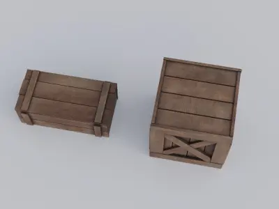 Wooden Box Low-poly 3D model buy