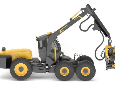 EcoLog 590G with EC 761 LF Harvester Heads 3D model
