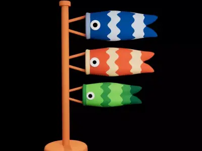 Koinobori Low-poly 3D model