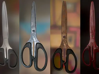 Scissors Rigged And Animated Pack Low-poly 3D model