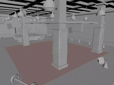 Gym Interior 3D Model Low-poly 3D model
