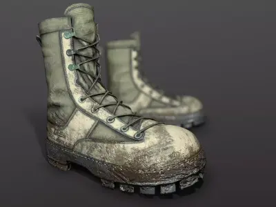 Boot Game ready model pair of military boots Low-poly 3D model