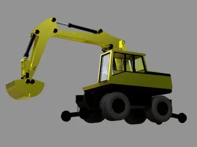 Railroad excavator Low-poly 3D model