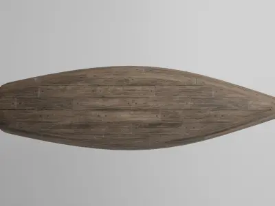 Wooden boat Low-poly 3D model 7