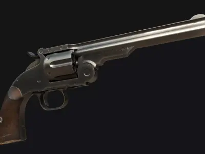 Game Ready Vintage Revolver PBR Weapon for Games and Cinematics Low-poly 3D model