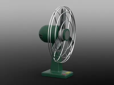 Industrial  Fan - Rigged - Futuristic - Retro Low-poly 3D model