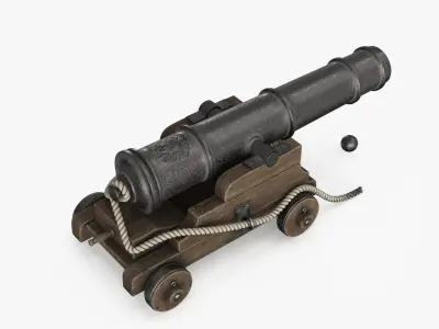 Vintage Cannon Mortar Low-poly 3D model