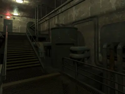 lowpoly rusty plumbing basement with pipes Low-poly 3D model
