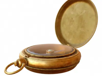Vintage Brass Compass 4  3D model with PBR textures Low-poly 3D model