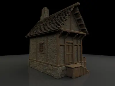 Detailed Medieval Building 6 Low-poly 3D model