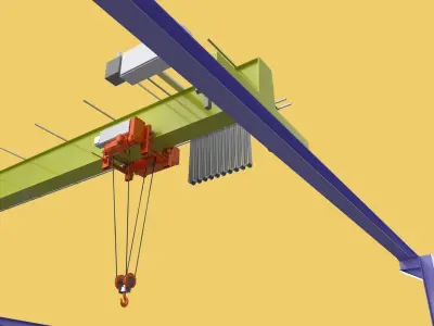 GIRDER OVERHEAD BRIDGE CRANE GANTRY HOIST 3D model