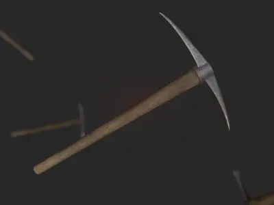 Pickaxe - Game ready hammers flying in air Low-poly 3D model