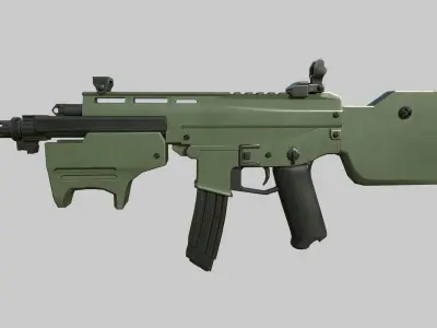 Assault rifle Low-poly 3D model 5