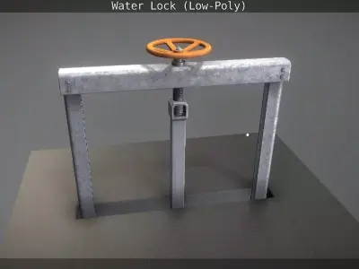 Animated Water Sluice Gate Low-Poly Low-poly 3D model