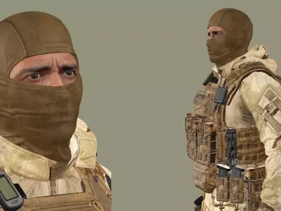 US Soldier Rigged GAME READY 02 Low-poly 3D Model Low-poly 3D model