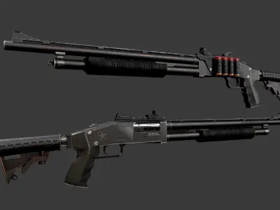 Noir Shotgun Low-poly 3D model
