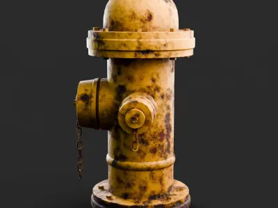 Rusty Fire Hydrant - Baked Textures 3D model