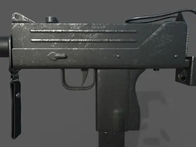 MAC-10 Game Ready gun with bullets Low-poly 3D model