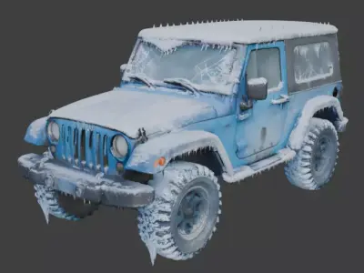 Frozen Damaged Off Road Jeep 3D Model V02 Low-poly 3D model