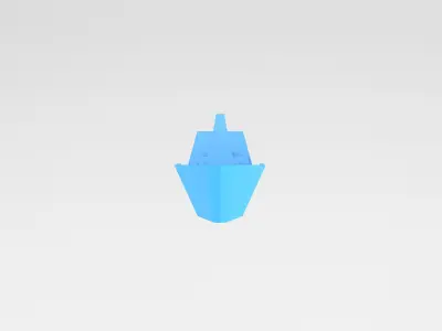 Cartoon Simple Warship v1 004 Low-poly 3D model