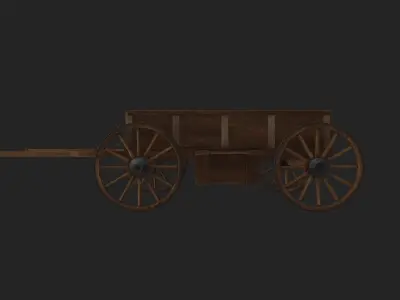 Medieval Wooden Horse Cart Variation 4 - Low Poly And Game Ready Low-poly 3D model