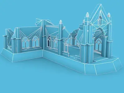 Medieval Building 58 Cathedral Ruins Low-poly 3D model
