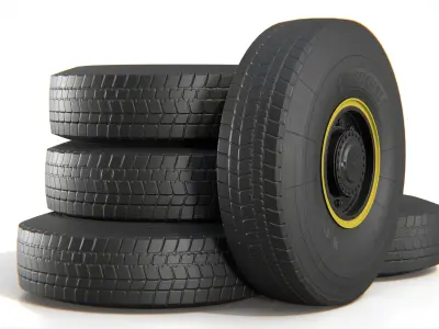 Heavy Duty Truck Tire with Rim Low-poly 3D model