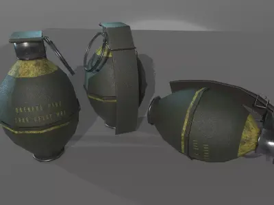 Lowpoly Grenade three grenades Low-poly 3D model