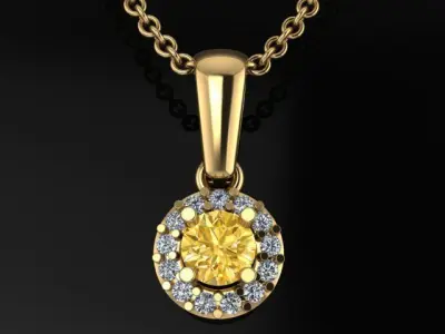 Dainty Round Halo Pendant with bell 4mm 3D print model