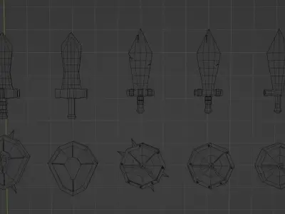 Weapon set group of swords Low-poly 3D model