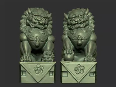 guardian lions 3D print model