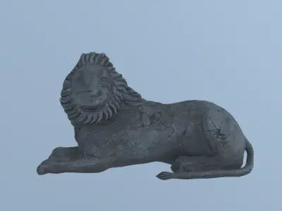Ancient Greek Stone Lion Damaged Low-poly 3D model
