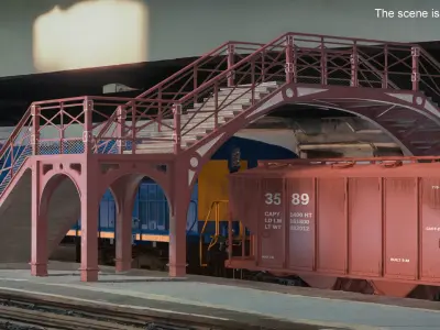 Retro Railway Pedestrian Bridge 3D model