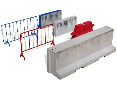 TRAFFIC BARRIERS PACK - Low Polygon - Low-poly 3D model