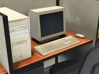 Office Computers  Low-poly 3D model