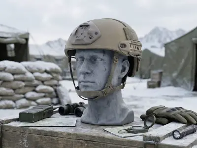 Modern Tactical Ballistic Helmet Tan - Game Ready Low-poly 3D model