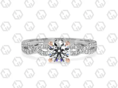 Ring 149 Round shape twisted shank pave set ring 3D print model