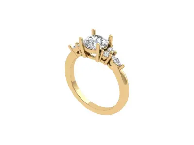 Solitaire Engagement Art Deco Ring 3D print model 43