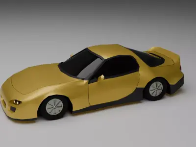 Low Poly Stylized Super Car vehicle Game ready FBX OBJ Low-poly 3D model