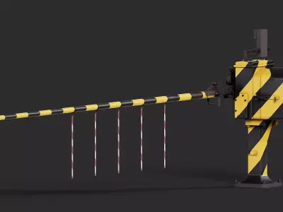 Railroad Level Crossing Barrier Low-poly 3D model
