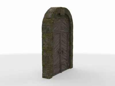 medieval wooden gate 02  3D model