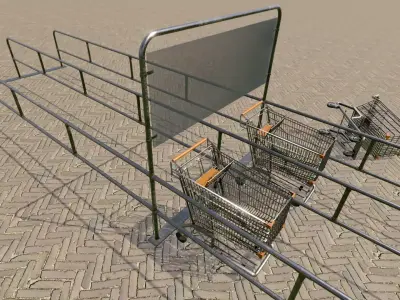 Shopping Trolley - Shopping Cart Low-poly 3D model