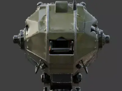 Destroyed Heavy Artillery Anti Aircraft Cannon 3D Model v03 Low-poly 3D model